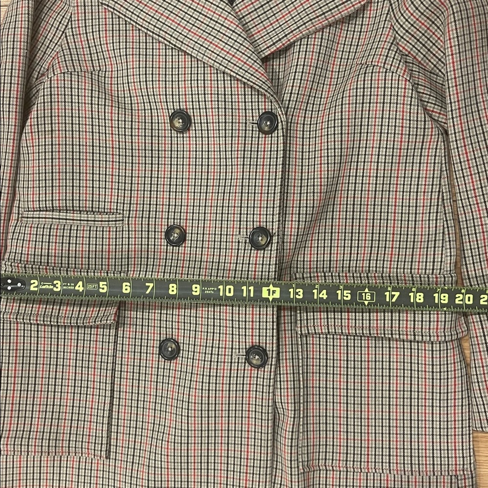 H&M Double-Breasted Checked Trench Coat in Brown and Red - Picture 9 of 12